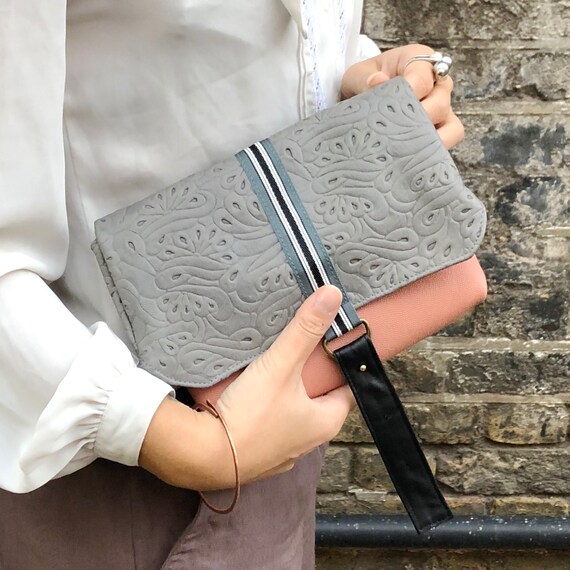 Embossed Leather Clutch