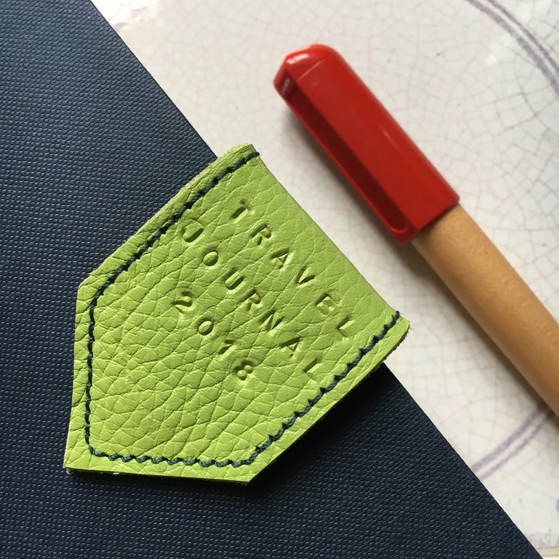 Bookmark Leather Bookmark Neon Green With Green Etsy UK