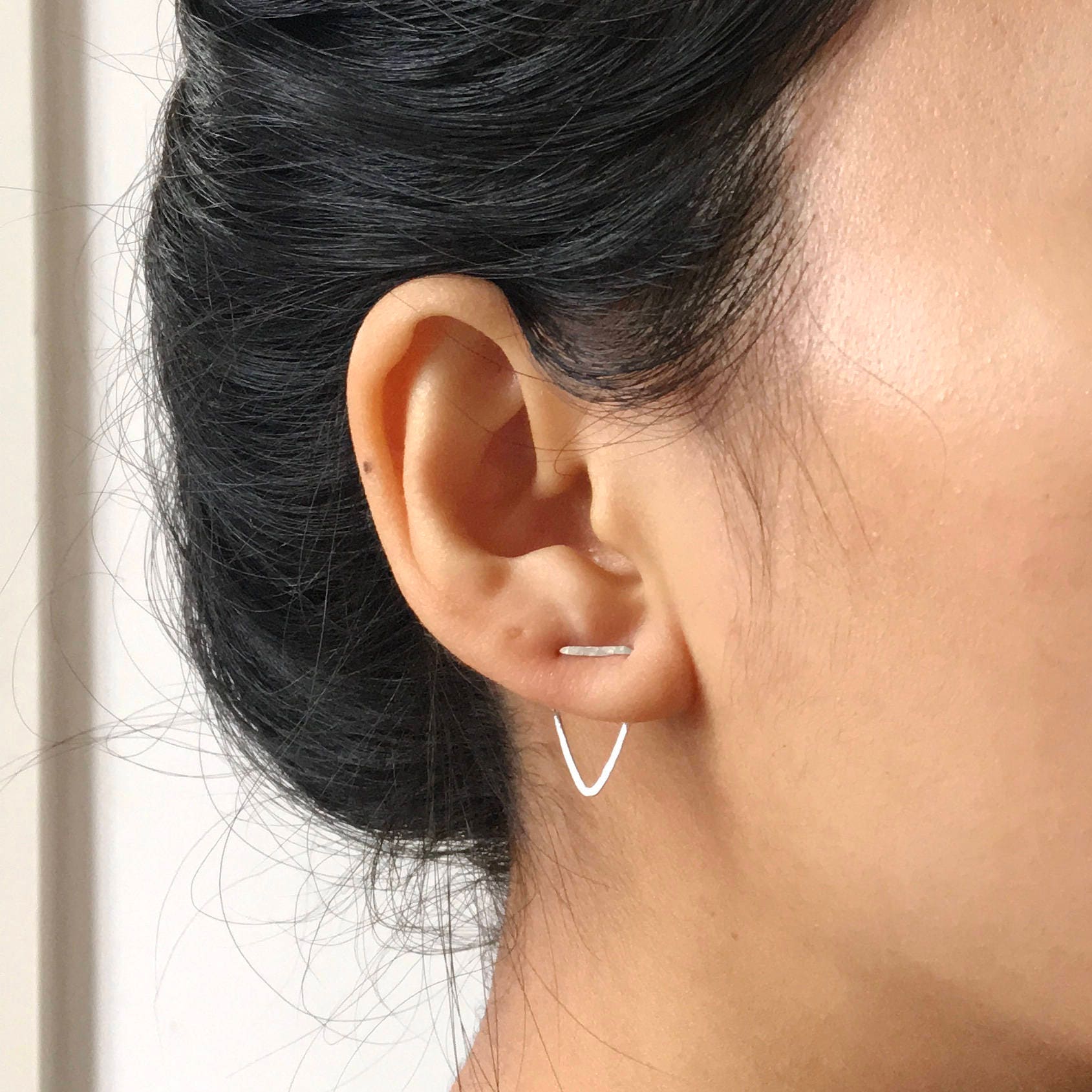 Dubbele piercing twee gaatjes oorbel Driehoek oorbellen oor Etsy Nederland