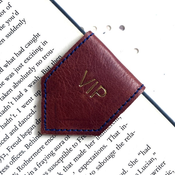 Personalised Monogram Gold Foil Leather Bookmark | Magnetic Initial Bookmark | Bookish Gifts | 3rd Anniversary Gift | Book Lover Gift