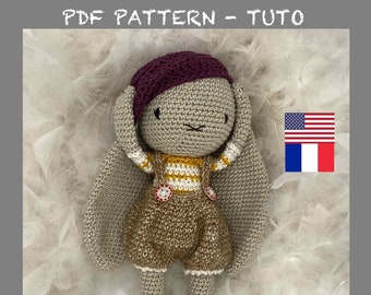Patrón de conejito de crochet: CLOVIS Amigurumi, nivel fácil (EE. UU. y francés)