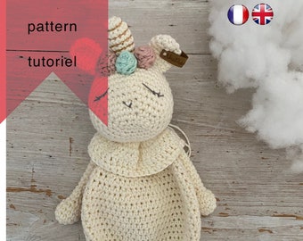 crochet tutoriel licorne Alize,  à faire soi-même un doudou plat en crochet, DIY