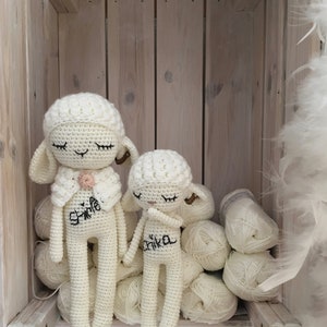 Amigurumi sheep JADE made with organic coton GOTS, stuffed animal for baby gift, amigurumi image 10