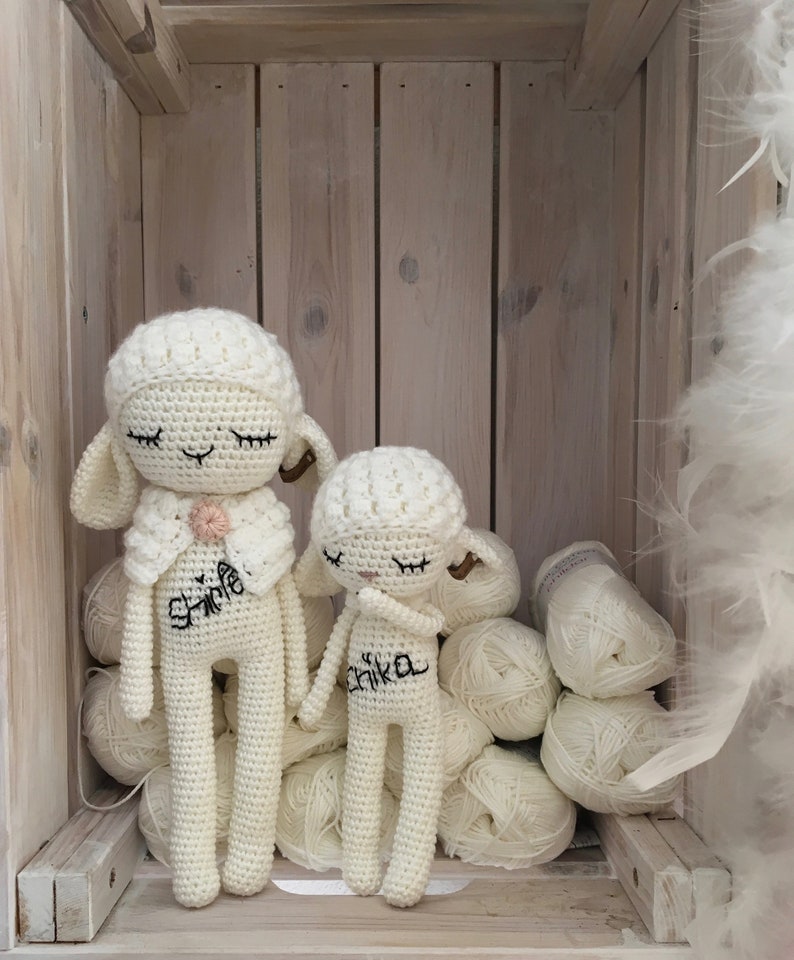 Amigurumi sheep JADE made with organic coton GOTS, stuffed animal for baby gift, amigurumi image 10
