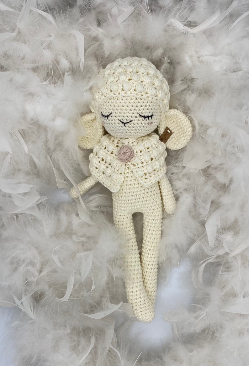 Amigurumi sheep JADE made with organic coton GOTS, stuffed animal for baby gift, amigurumi image 7