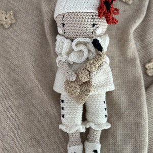 little white clown PIERROT with his saxophone, a special gift for special events image 6