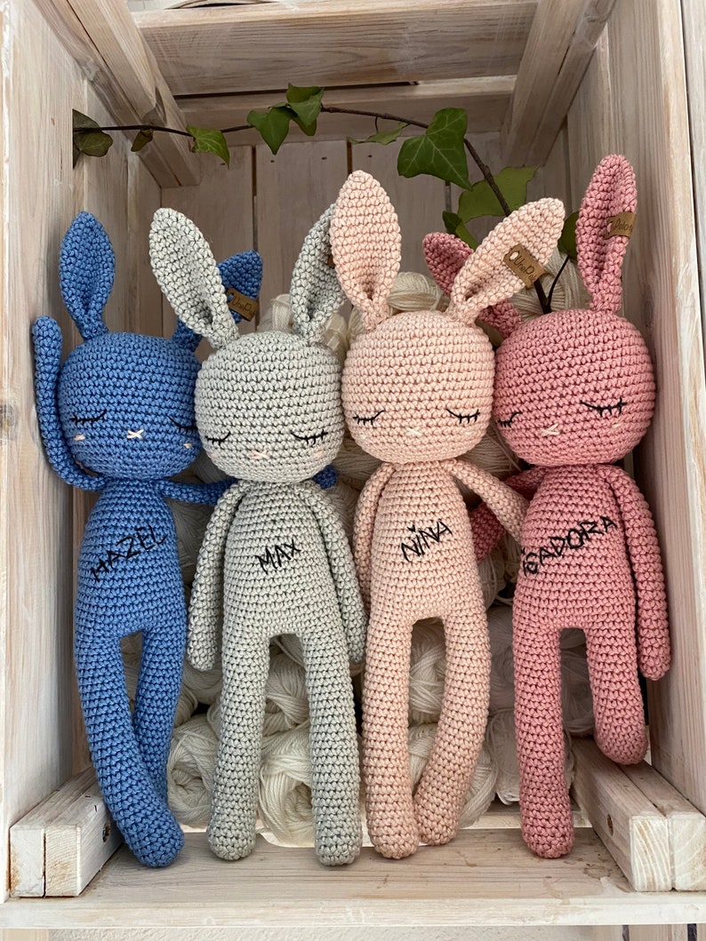 crochet Bunny LUCKY, a crochet toy for a newborn or child gift, newborn photo prop or photo session old rosa 408
