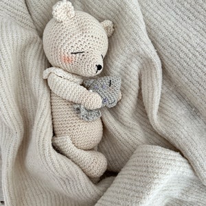 crochet pattern little polar bear PLUME with his plushie fish, a special gift for special events image 7