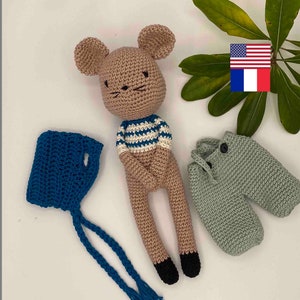 crochet pattern PDF mouse BASILE english (US) and french, medium level, amigurumi crochet  handmade