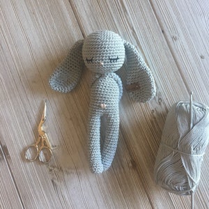 longear crochet amigurumi Bunny PAN PAN,crochet toy for newborn baby bunny,a birth or shower gift, photo session bleu-gris 172