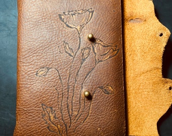 Poppy Flower Leather Journal