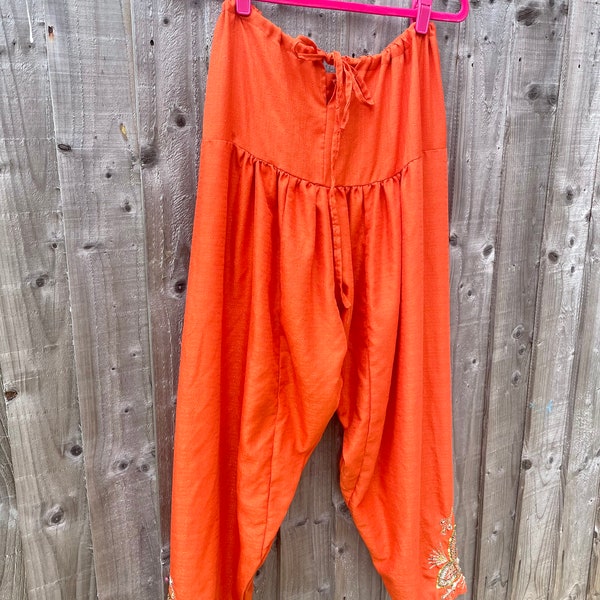 Vintage boho beach trousers 90s hippy orange new age