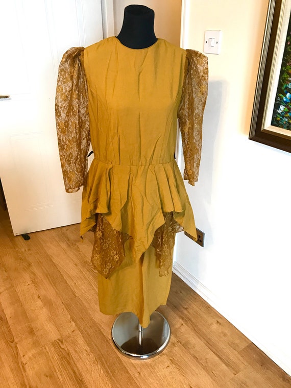 mustard peplum dress