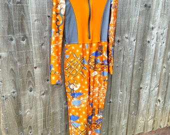 Vintage 90s Löffler all in one cycling suit all in one sports suit orange size XS