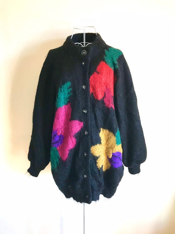 Vintage mohair cardigan 80s knit cardigan cosy