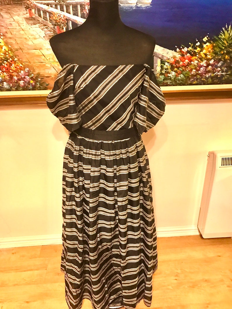 party dress monochrome dress maxi dress off the shoulder dress occassion dress Vintage dress striped dress