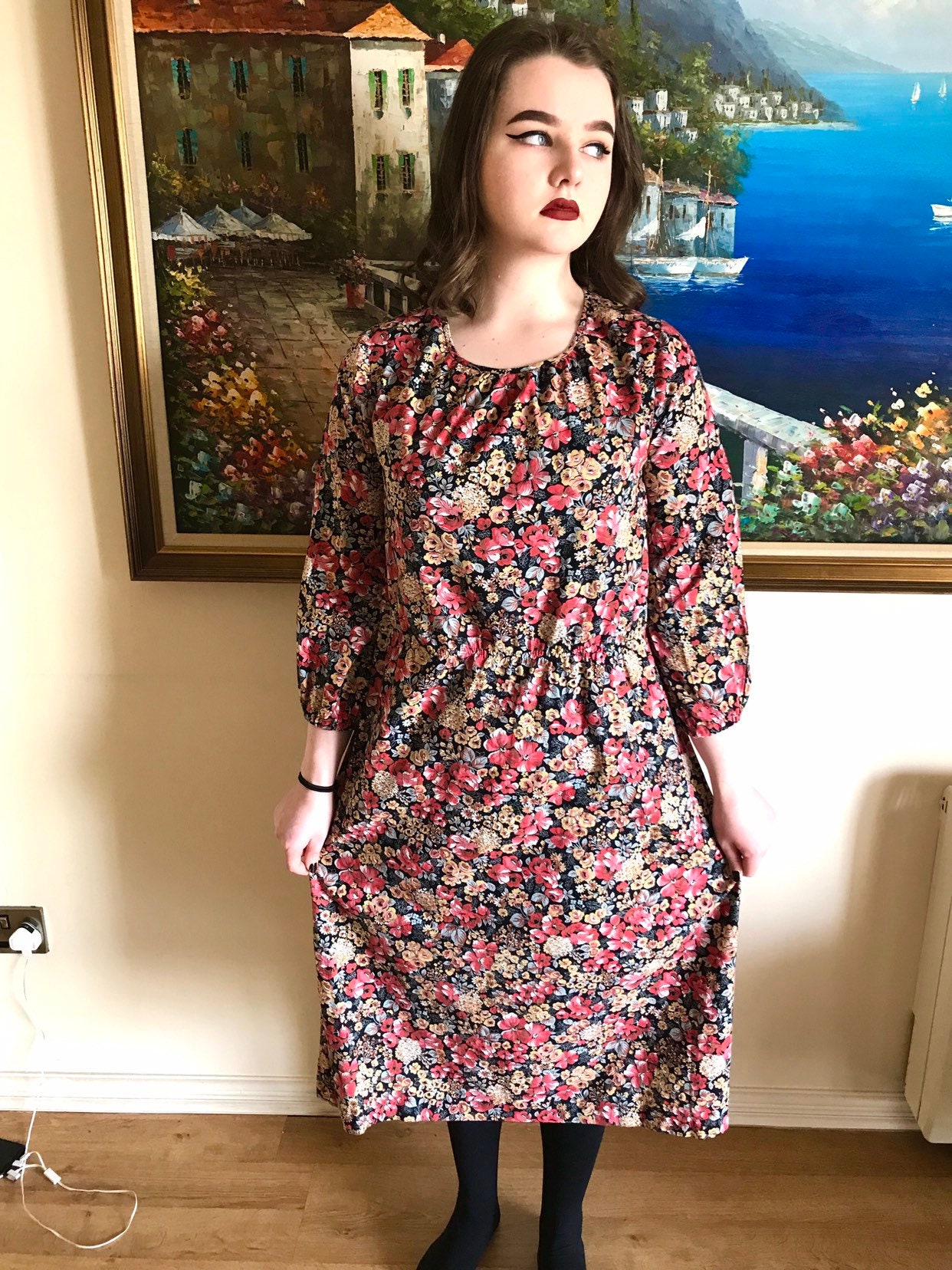 90s floral grunge dress