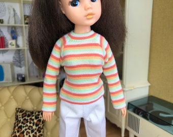 Long Sleeved Striped Top For Sindy Orange