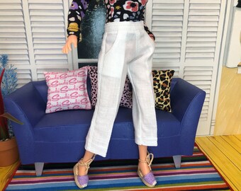 White Linen Trousers For Sindy