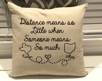 Cute Long distance BFF gift, long distance best friend gift, Long Distance BFF Pillow Case, Bestie Gift, Best friend Day, Missing you