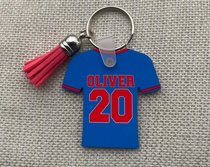 Custom Football Jersey Keychain - Personalized Team Gift - Stocking Stuffer