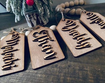 3D layered wood stocking name tags, stocking name tags, wooden ornaments, wooden stocking tags, Christmas stocking tags