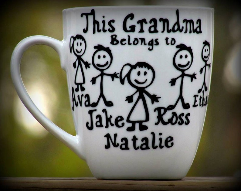 Personalzed Grandma Mug Wth Names, Gft For Grandma, Grandma Mug