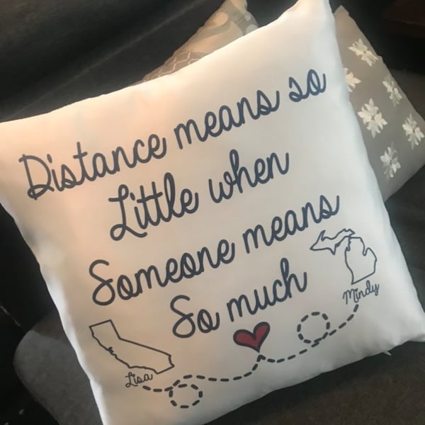 Distance means so little when someone means so much, long distance gift, best friend gift, gifts for friends, college dorm gift, going away