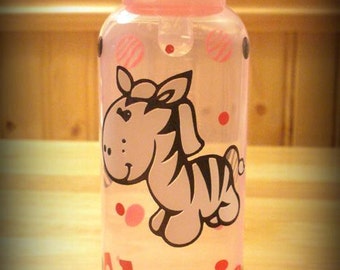 Personalized Zebra baby girl bottle, Zebra bottle, Personalized baby bottle, Girl baby, Baby shower bottlefast Shipping