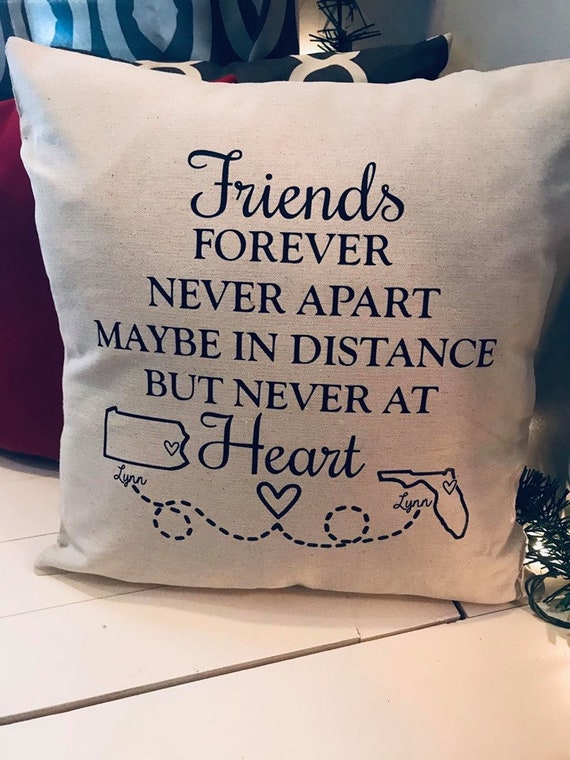 Best friends pillow, Long distance family pillow, Long distance friends,  military wife, throw pillows, custom pillows, gifts for her, gifts
