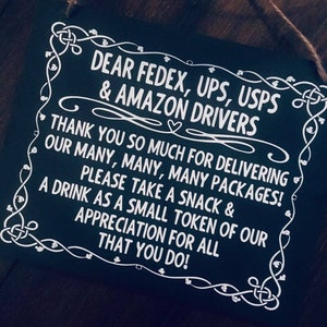 Front door sign, Thank you delivery driver sign, Thank you sign, Delivery driver sign, Delivery driver snack sign, Door delivery signs, sign