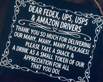 Front door sign, Thank you delivery driver sign, Thank you sign, Delivery driver sign, Delivery driver snack sign, Door delivery signs, sign