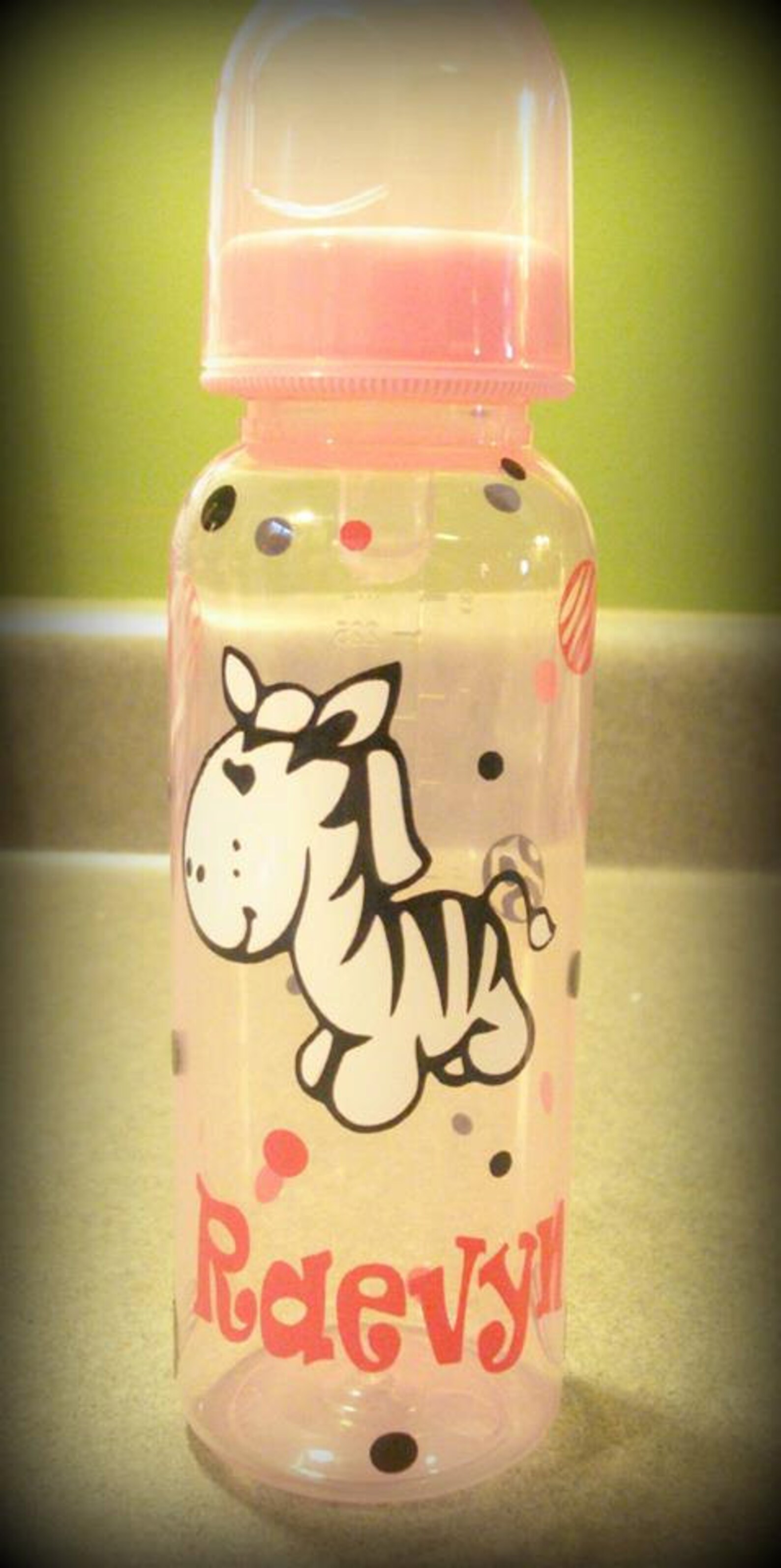 Personalized Zebra Baby Girl Bottle Zebra Bottle Etsy
