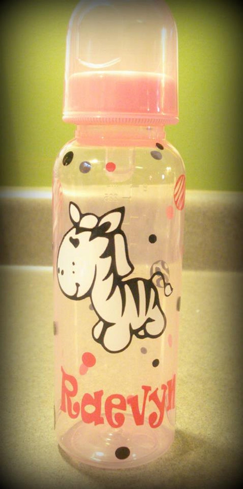 Personalized Zebra baby girl bottle, Zebra bottle, Personalized baby bottle, Girl baby, Baby shower bottlefast Shipping image 4