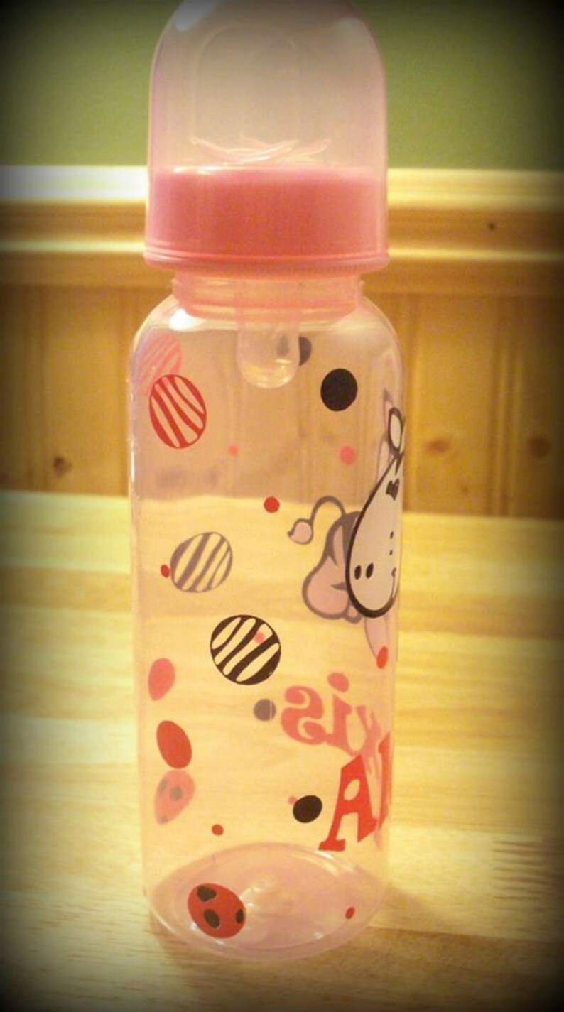 Personalized Zebra baby girl bottle, Zebra bottle, Personalized baby bottle, Girl baby, Baby shower bottlefast Shipping image 2