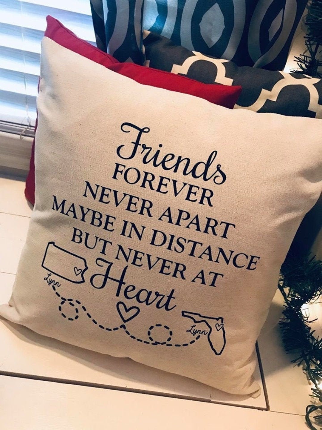 Best Friends Pillow, Long Distance Family Pillow, Long Distance Friends