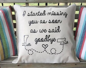 Long Distance Gift 18'' X 18'' Personalized Pillow, Personalized Gift, Missing you gift, Gift for friend, Going away giftfast Shipping