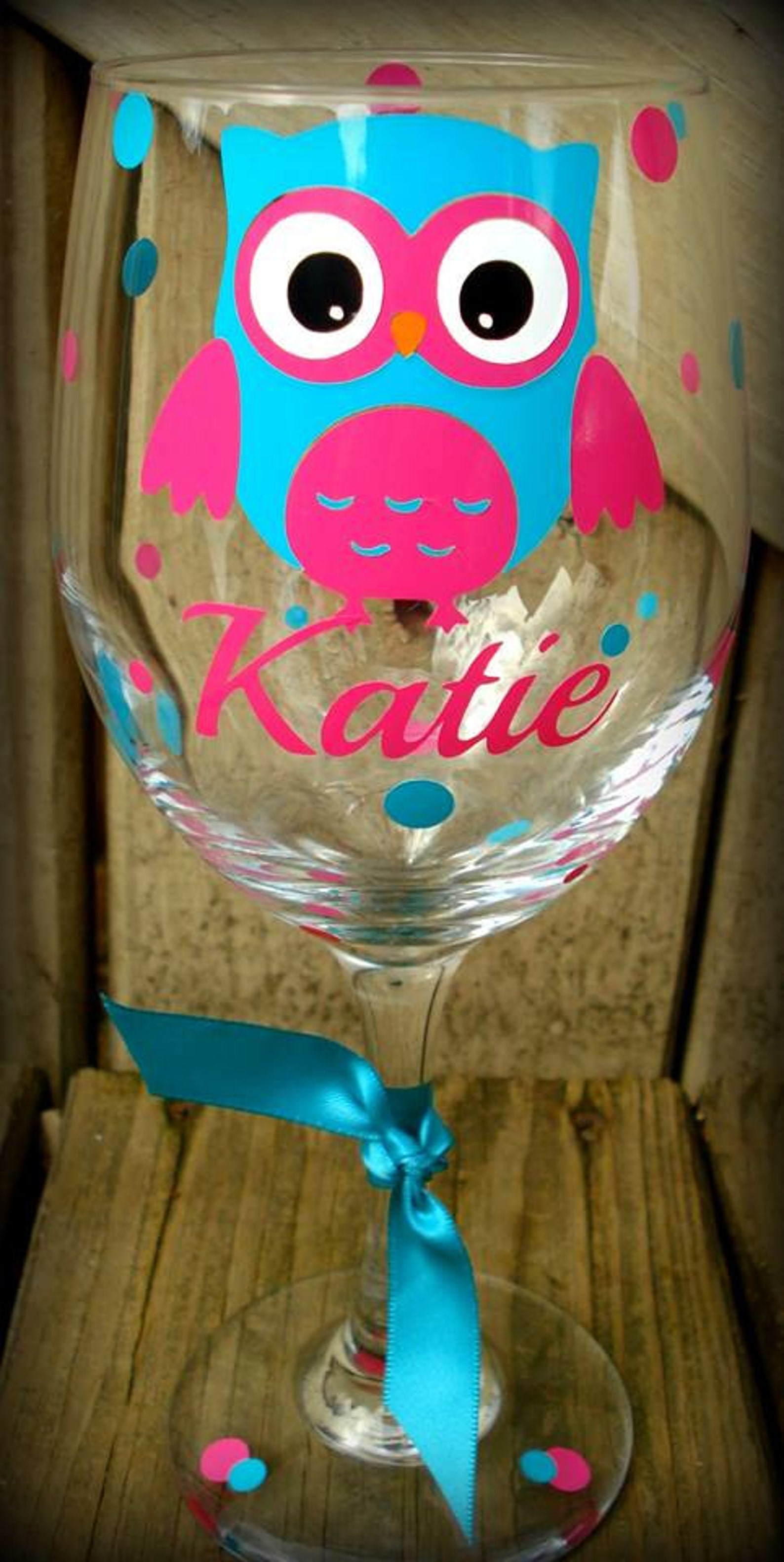 Personalized Wine Glass 20 Ounce Owl Wine Glass Fully Etsy