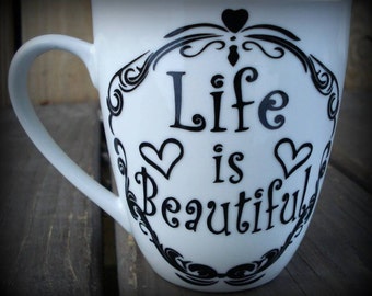 Life is beautiful personalized mug, inspirational gift, recovery gift, Cherish Lifefast Shipping