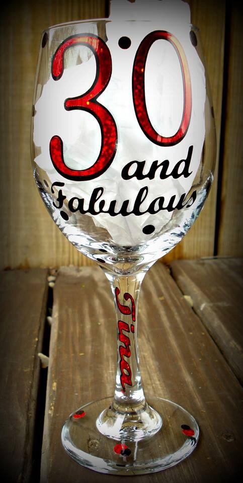 speciality Glitter - 30 and fabulous 20 oz wine glass, 30th birthday gift, 30 years personalized birthday gift custom birthday fast Shipping