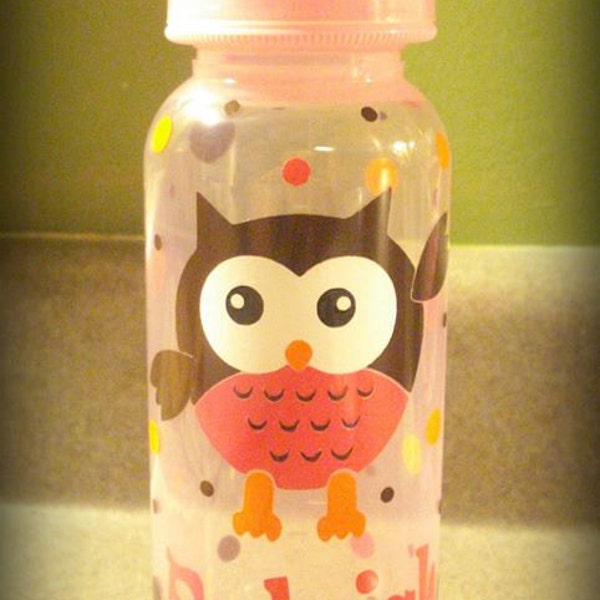 Personalized Owl Baby Bottle, Owl baby bottle, baby girl bottle, baby shower gift, baby owl bottlefast Shipping