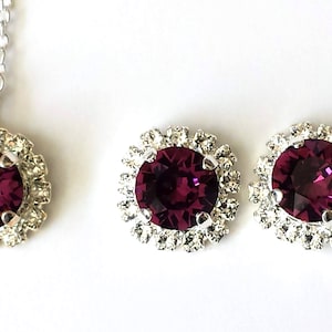 Elegant and Unique Amethyst Jewelry Set, Amethyst Crystal Earrings and Necklace, Amethyst Earrings and Choker, Bridesmaids  Halo Jewelry