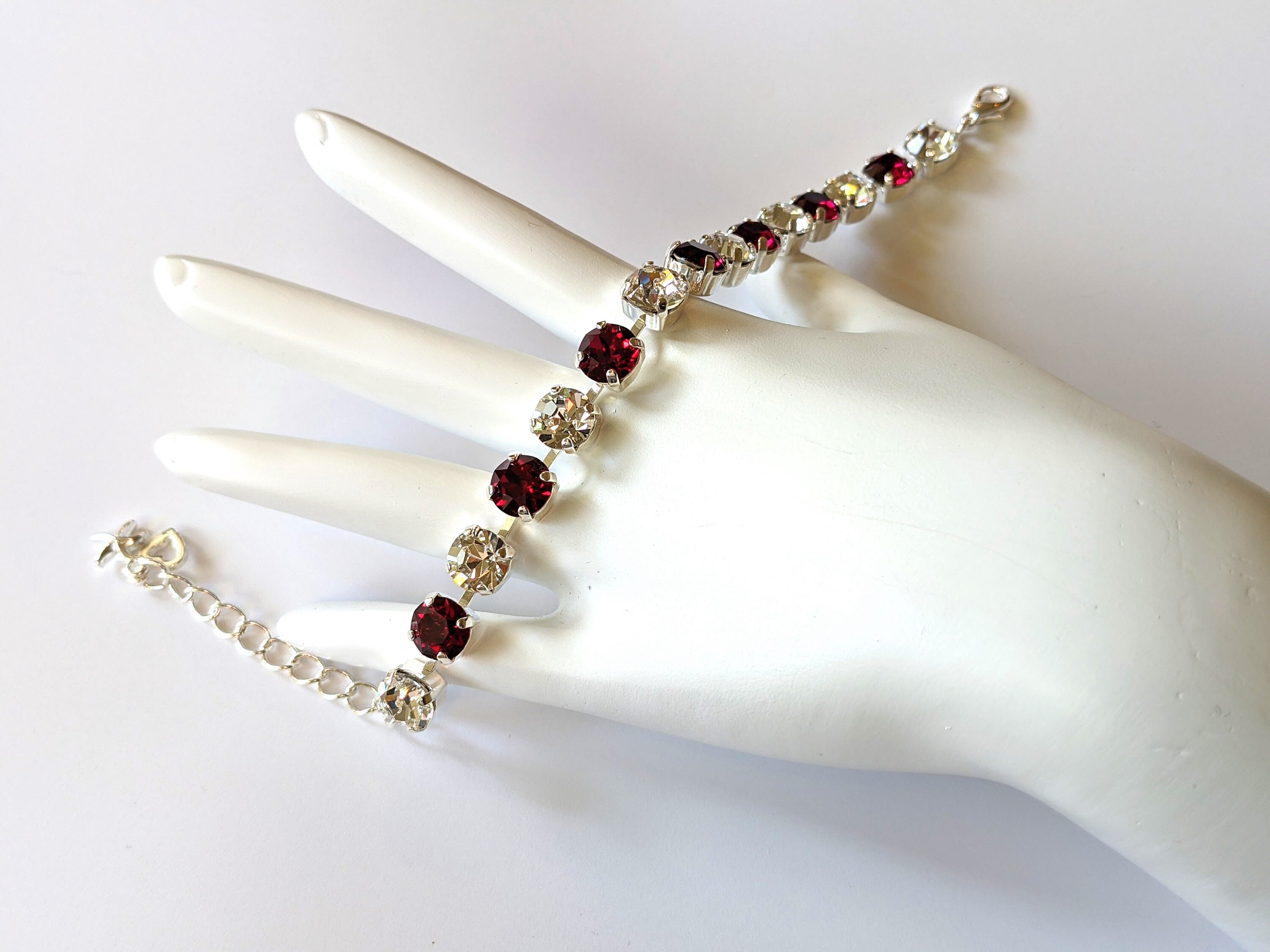 Ruby Crystal Bracelet Valentine Ruby Tennis Bracelet Etsy UK