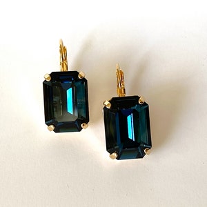 Crystal Octagon Earrings, Crystal Earrings, Crystal Statement Earrings, Wedding Bridal  Jewelry, Holiday Christmas Gifts, Choose Your Color