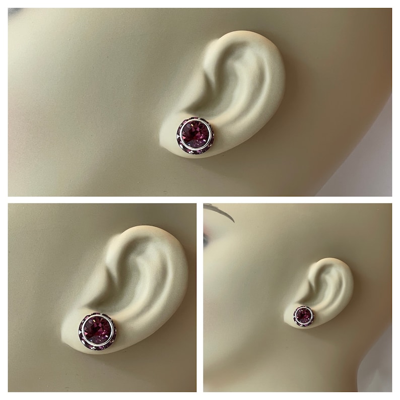 Pink Crystal Earrings Fuchsia Stud Earrings Rose and Fuchsia Etsy