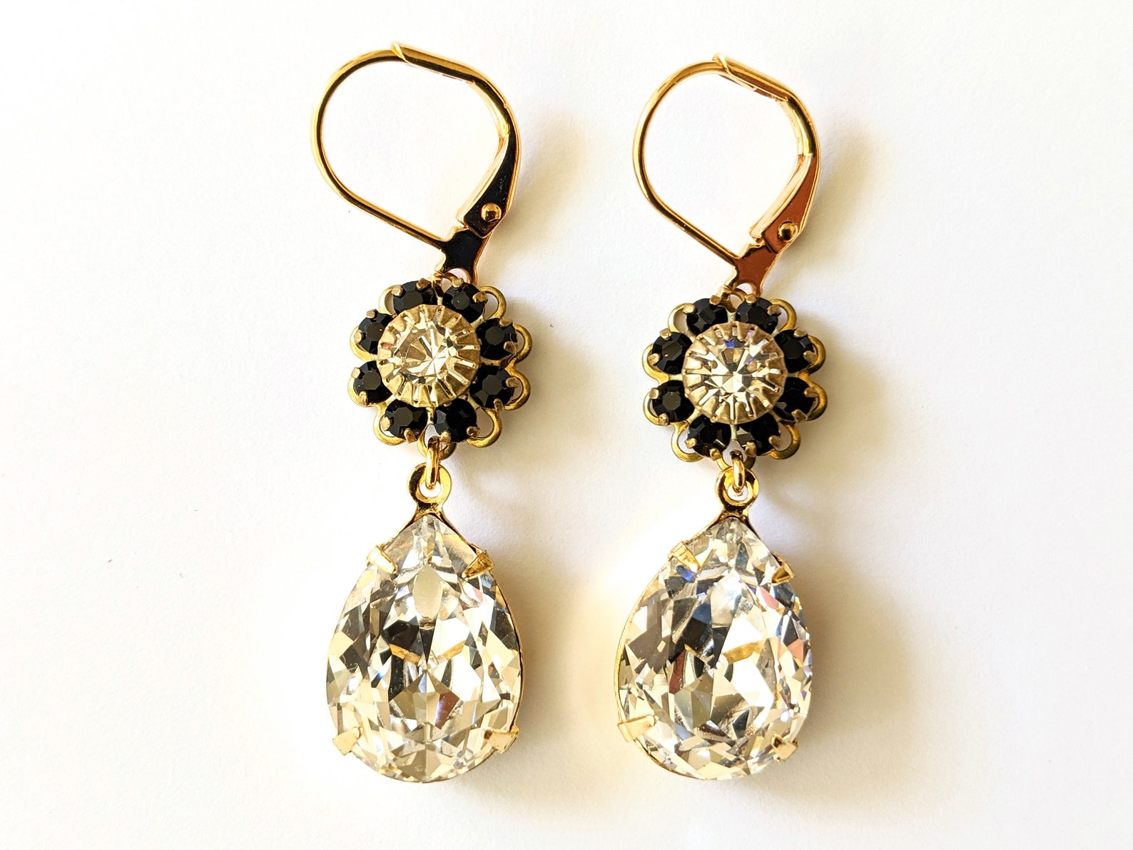 Crystal Drop Earrings Clear Teardrop Earrings Crystal Etsy