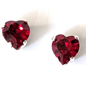 Red Heart Earrings, Crystal Stud Earrings, Red Heart Earrings, Christmas Gifts, Gifts for Her, Handmade Jewelry, Valentine Jewelry