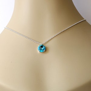 Turquoise Crystal Necklace, Crystal Layering Necklace, Bridesmaids Gift, Silver Necklace, Anniversary Gift, Jewelry Gift, Gift for Her