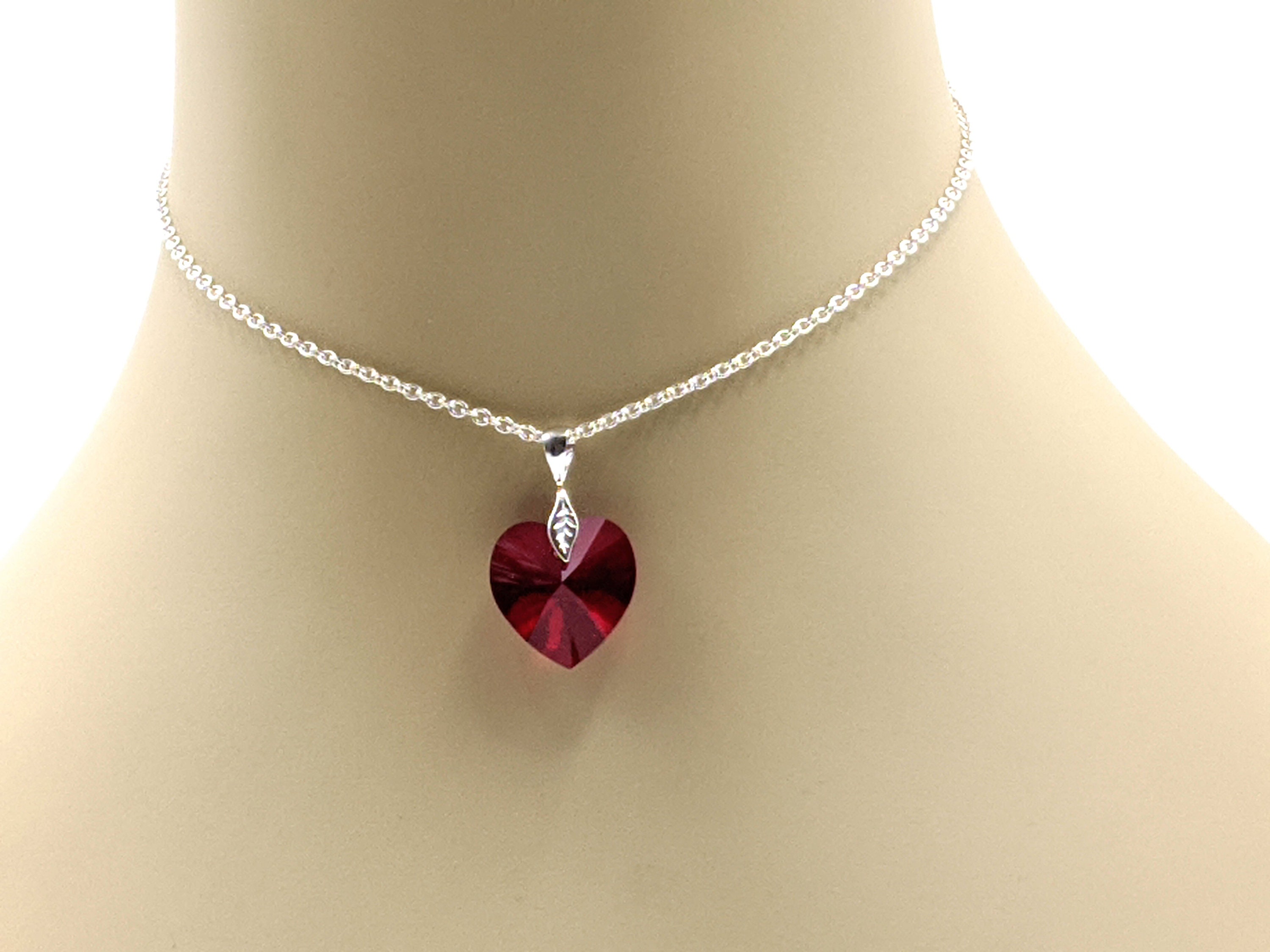 thumbnail image 2 of Silverspeck Red Swirl My Love Forever Heart Pendant Necklace - European Crystal, 18" Chain 2 of 5