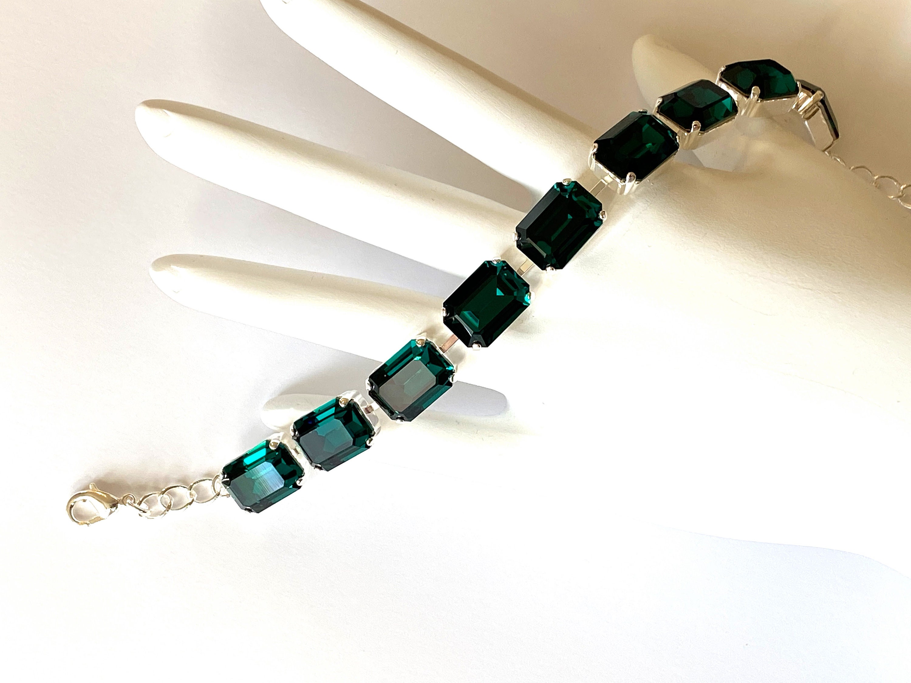 Emerald Crystal Bracelet Elegant Crystal Bracelet Emerald Etsy UK